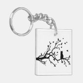 Katze auf einem Baum - Silhouette Schlüsselanhänger (Vorderseite links)