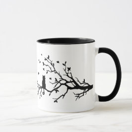 Katze auf einem Baum - Silhouette Tasse