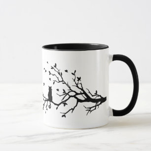 Katze auf einem Baum - Silhouette Tasse