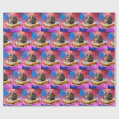 Katze auf einem Brot im Weltraum Geschenkpapier (Flach)