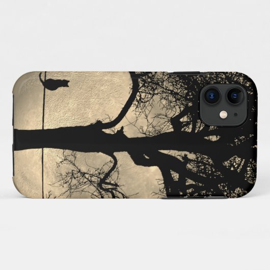 Katze auf einem Draht Vollmond Case-Mate iPhone Hülle (Rückseite (Horizontal))