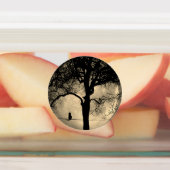 Katze auf einem Draht Vollmond Etiketten (Befestigt)