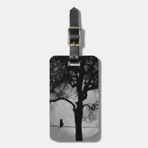 Katze auf einem Draht Vollmond Gepäckanhänger