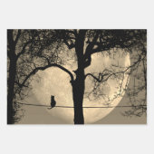 Katze auf einem Draht Vollmond Geschenkpapier Set (Vorderseite 2)