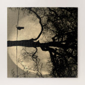 Katze auf einem Draht Vollmond Puzzle (Horizontal)