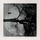 Katze auf einem Draht Vollmond Puzzle (Horizontal)