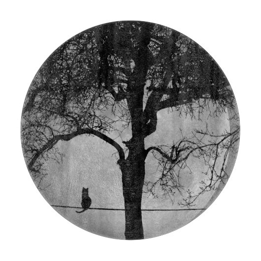 Katze auf einem Draht Vollmond Schneidebrett (Vorderseite)