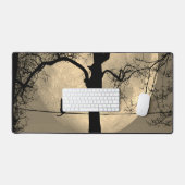 Katze auf einem Draht Vollmond Schreibtischunterlage (Tastatur & Maus)