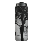 Katze auf einem Draht Vollmond Thermosbecher (Vorderseite)