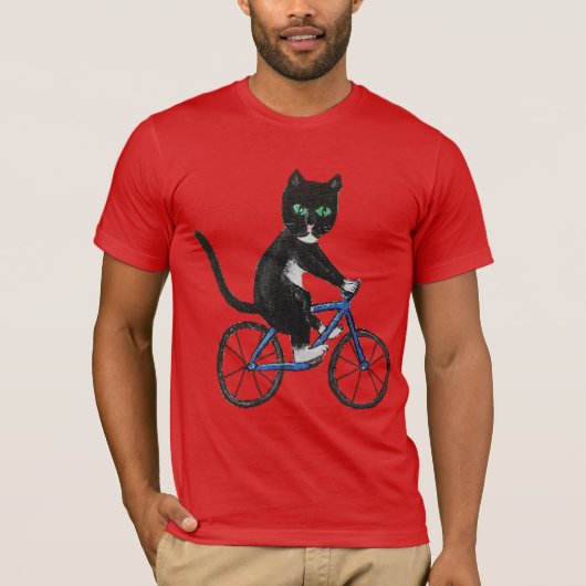 Katze auf einem Fahrrad zum Shirt Fahrradfahren (Vorderseite)