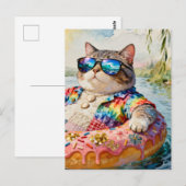 Katze auf einem Floßausflug Postkarte (Vorne/Hinten)