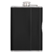 Katze auf einem halbmondförmigen Kolben Flachmann (Rückseite)