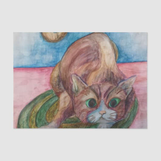 Katze auf einem MattenSeidenpapier Seidenpapier (Vorderseite)