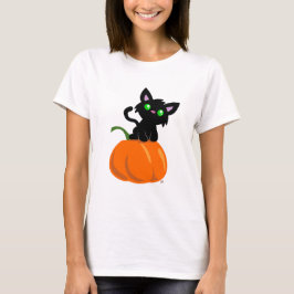 Katze auf einem Pumpkin-T - Shirt