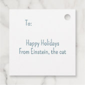 Katze auf einem Schlitten in einem Winter Wonderla Geschenkanhänger (Rückseite)