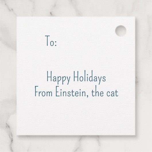 Katze auf einem Schlitten in einem Winter Wonderla Geschenkanhänger (Rückseite)