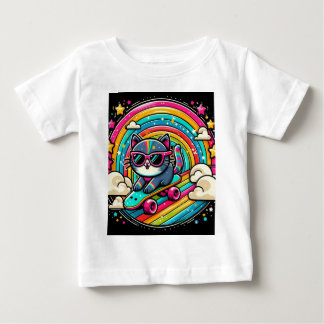 Katze auf einem Skateboard Baby T-shirt