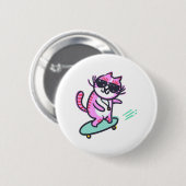 KATZE AUF EINEM SKATEBOARD BUTTON (Vorne & Hinten)