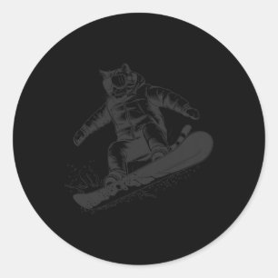 Katze auf einem Snowboard Snowboard Cat Lover für Runder Aufkleber