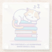 Katze auf einem Stapel Bücher Niedlich Personalisi Glasuntersetzer (Rückseite)