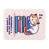 Katze auf einem Stapel Bücher Niedlich Personalisi Magnet (Horizontal)