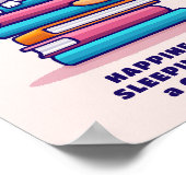 Katze auf einem Stapel Bücher Niedlich Personalisi Poster (Ecke)