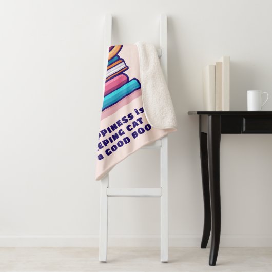 Katze auf einem Stapel Bücher Niedlich Personalisi Sherpadecke (Beispiel)