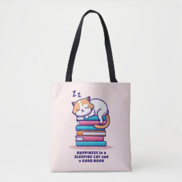 Katze auf einem Stapel Bücher Niedlich Personalisi Tasche