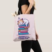 Katze auf einem Stapel Bücher Niedlich Personalisi Tasche (Von Nahem)