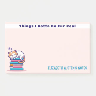 Katze auf einem Stapel Bücher Niedliche Personalis Post-it Klebezettel