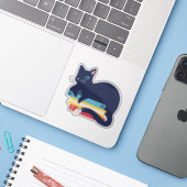 Katze auf einem Stapelaufkleber Aufkleber (Laptop mit iPhone)