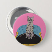 Katze auf einem Stuhl Button Abzeichen Katzenliebh (Vorne & Hinten)