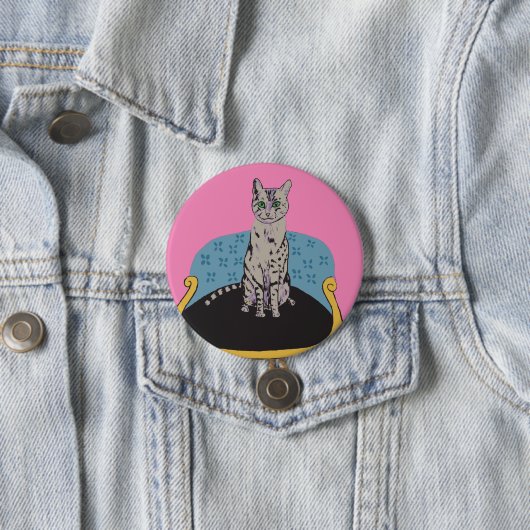 Katze auf einem Stuhl Button Abzeichen Katzenliebh (Beispiel)