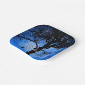 Katze auf einem Wire Blue Moon Happy Birthday Pappteller (Gewinkelt)