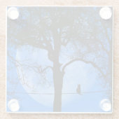 Katze auf einem Wirt Blue Moon Glasuntersetzer (Rückseite)