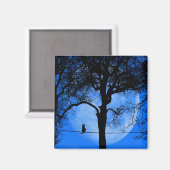 Katze auf einem Wirt Blue Moon Magnet (Vorderseite/Rückseite)