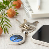 Katze auf einem Wirt Blue Moon Schlüsselanhänger (Seite)