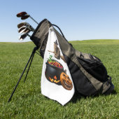 Katze auf einen Besen zu Halloween. Klassischer T  Golfhandtuch (Gras)