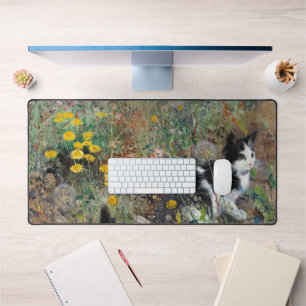 Katze auf einer blühenden Wiese, Bruno Liljefors Schreibtischunterlage