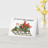 Katze auf einer geschliffenen Weihnachtskarte Karte (Gelbe Blume)