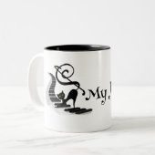 Katze auf einer Klaviertastatur, die Musik-Kaffee- Zweifarbige Tasse (Vorderseite Links)