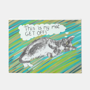 Katze auf einer matte böse Katzen Tür Eingang