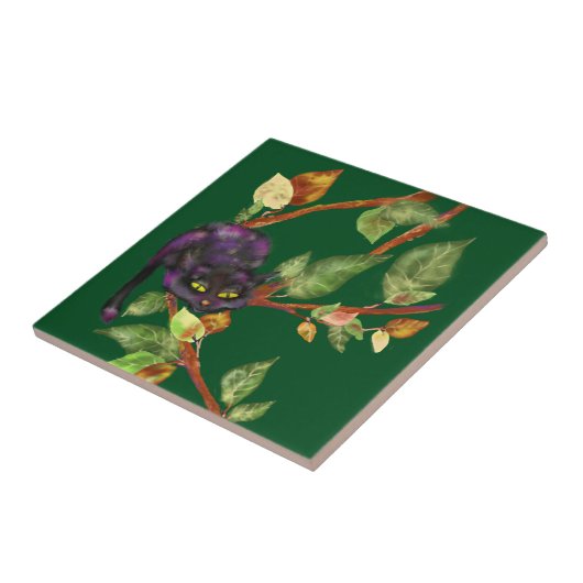 Katze auf einer Niederlassung Fliese (Seite)