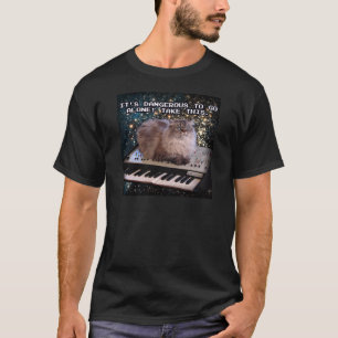 Katze auf einer Tastatur im Weltraum T-Shirt