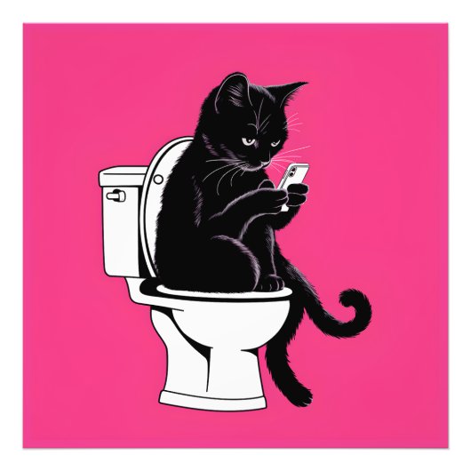 Katze auf einer Toilette Fotodruck (Vorne)
