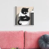 Katze auf einer Toilette Leinwanddruck (Insitu (Wohnzimmer))