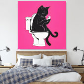 Katze auf einer Toilette Leinwanddruck (Insitu (Schlafzimmer))