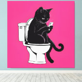 Katze auf einer Toilette Leinwanddruck (Insitu (Holzboden))