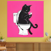Katze auf einer Toilette Leinwanddruck (Insitu (Wohnzimmer))