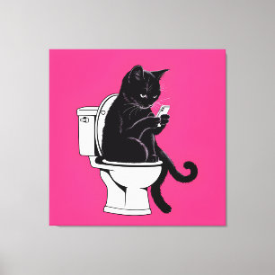 Katze auf einer Toilette Leinwanddruck